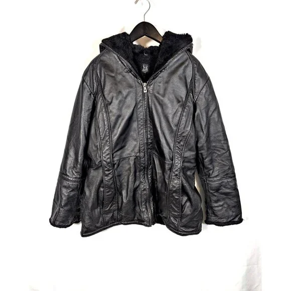 Classic Bullhide B-3 Leather Bomber Jacket Men’s XL Black Shearling Aviator Vtg